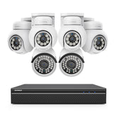 16 Channel 4K PoE Bullet & PTZ Security Camera System, 8MP Outdoor PoE IP Cameras, Pan & Tilt, ONVIF Supported NVR, Two-Way Audio, Smart Human/Vehicle Detection(4x PT Cameras+2x IP Cameras)